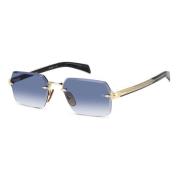 Goud Zwart Zonnebril met Dk Blauw Getinte Lenzen Eyewear by David Beck...