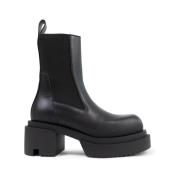 Zwarte Leren Beatle Bogun Laarzen Rick Owens , Black , Dames