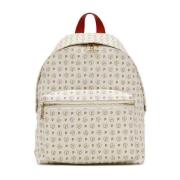 Ivoor Heritage Print Rugzak met Voorritsvak Pollini , White , Dames