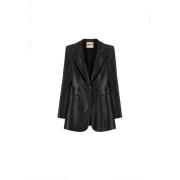 Zwarte Faux Leren Blazer Aniye By , Multicolor , Dames