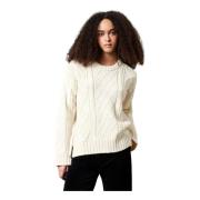 Lana Wol Crewneck Sweater Massimo Alba , Beige , Dames