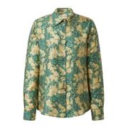 Zijden Twill Regular Fit Overhemd Massimo Alba , Green , Dames