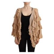 Beige Ruffle Open Front Cardigan Sweater Aniye By , Beige , Dames