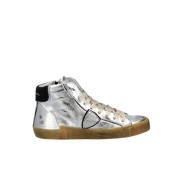 Vintage Pop Hoge Top Sneakers in Zilver Philippe Model , Gray , Dames