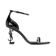 Opyum Sandals In Patent Leather With A Black Heel Saint Laurent , Blac...