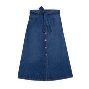 Knoopsluiting Halflange Denim Rok Liu Jo , Blue , Dames