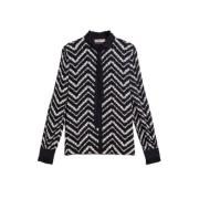 Bloemen Chevron Blouse Twinset , Black , Dames