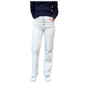 Manon Wijde Broek met Knoopsluiting Islow , White , Dames