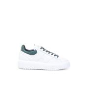 Witte en Groene Leren Sneakers Hogan , White , Heren