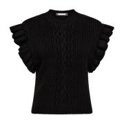 Feminine Frill Cable Vest Co'Couture , Black , Dames
