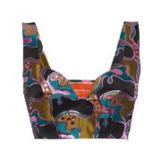 Glanzende Jacquard Crop Top La DoubleJ , Multicolor , Dames