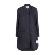 Navy Blauwe Jas met Ronde Kraag en Knopen Thom Browne , Blue , Dames