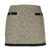 Geel Zwart Paillet Tweed Mini Rok Alessandra Rich , Yellow , Dames