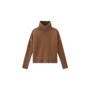 Coltrui van zuivere scheerwol met hoge kraag Woolrich , Brown , Dames