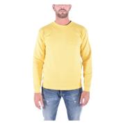 Gele Heren Crewneck Sweatshirt met Logo Dondup , Yellow , Heren