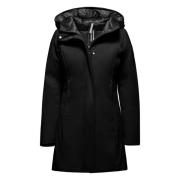 Zwarte Gewatteerde Parka met Capuchon BomBoogie , Black , Dames