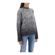 Mohair Sweater met Gradiënt Pijl Motief Off White , Gray , Dames