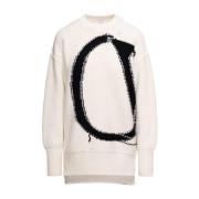 Maxi Logo Crewneck Sweater Off White , White , Dames