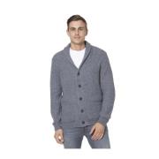 Grijze Geribbelde Shawl Kraag Cardigan Gran Sasso , Gray , Heren