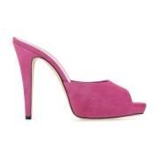 Fuchsia Suède Monica Mules Paris Texas , Pink , Dames