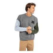 Kleur Blok Vossenhoofd Sweaters Maison Kitsuné , Gray , Heren