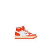 Mid Medalist Sneakers - Oranje/Zwart Leer Autry , White , Dames