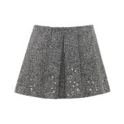 Wollen Mini Rok met Centrale Plooi Durazzi Milano , Gray , Dames