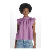 Lila Linnen Top met Ruches Sea NY , Purple , Dames