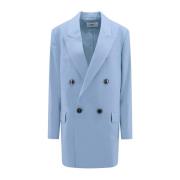 Elegante Blauwe Virgin Wool Blazer Ami Paris , Blue , Dames