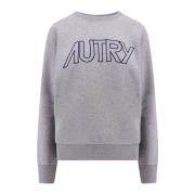 Grijze Katoenen Sweatshirt met Geborduurd Logo Autry , Gray , Dames