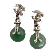 Pre-owned Metal earrings Chanel Vintage , Green , Dames