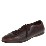 Pre-owned Leather sneakers Salvatore Ferragamo Pre-owned , Brown , Her...