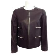 Pre-owned Leather outerwear Chanel Vintage , Brown , Dames