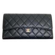 Pre-owned Leather wallets Chanel Vintage , Black , Dames