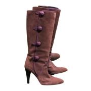 Pre-owned Suede boots Celine Vintage , Purple , Dames