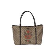 Gucci Monogram Canvas Tattoo Heart Tote Bag Gucci Vintage , Brown , Da...