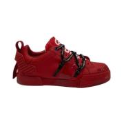 Pre-owned Leather sneakers Dolce & Gabbana Pre-owned , Red , Dames