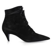 Kiki 55 Velours Enkellaarzen Saint Laurent , Black , Dames