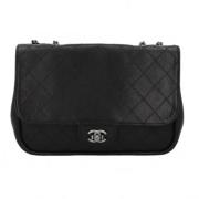 Tweedehands Zwarte Leren Chanel Messenger Tas Chanel Vintage , Black ,...