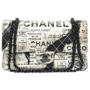 Tweedehands Zwarte Leren Flap Tas Chanel Vintage , Black , Dames