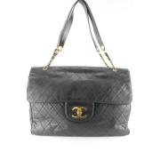 Zwarte Leren Vintage Tas Chanel Vintage , Black , Dames