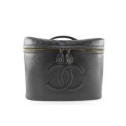 Zwarte Stoffen Cosmetische Tas Chanel Vintage , Black , Dames