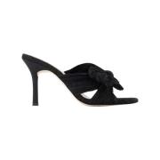 Zwarte stoffen sandalen met 8 cm hak Loeffler Randall , Black , Dames