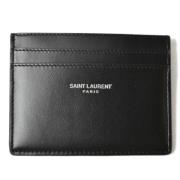 Pre-owned Leather wallets Saint Laurent Vintage , Black , Dames
