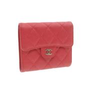 Pre-owned Rode Leren Chanel Portemonnee Chanel Vintage , Red , Dames