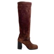 Pre-owned Suede boots Miu Miu Pre-owned , Brown , Dames