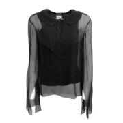 Pre-owned Silk tops Chanel Vintage , Black , Dames