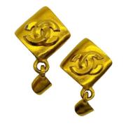 Pre-owned Metal earrings Chanel Vintage , Yellow , Dames