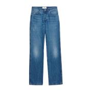 Mid-Washed Indigo Straight Fit Jeans Ami Paris , Blue , Heren