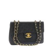 Zwarte canvas Chanel flap tas Chanel Vintage , Black , Dames